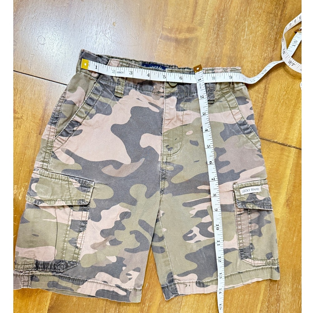 Lucky Brand Boys Camo Cargo Shorts Green Military Print Size 5 6 - Picture 3 of 5